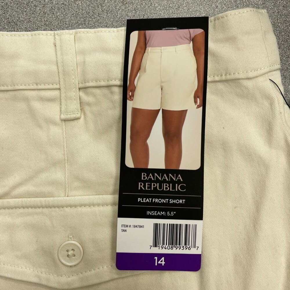 Banana Republic Pleat Front Women's 14 Chino Shorts Tan N0644 - Picture 6 of 7